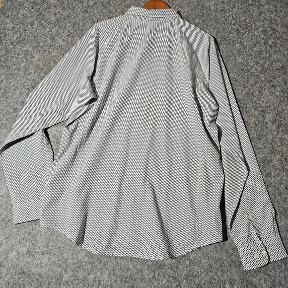 Perry Ellis Motion Shirt Mens 2XL Slim Fit Black White Pattern Stretch Button Up - Picture 3 of 7